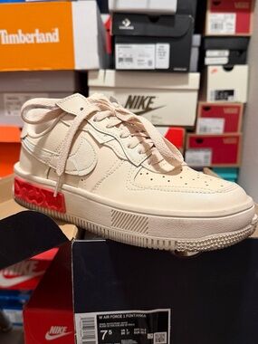 Nike Cream Fontanka Low with Red Midsole Accent